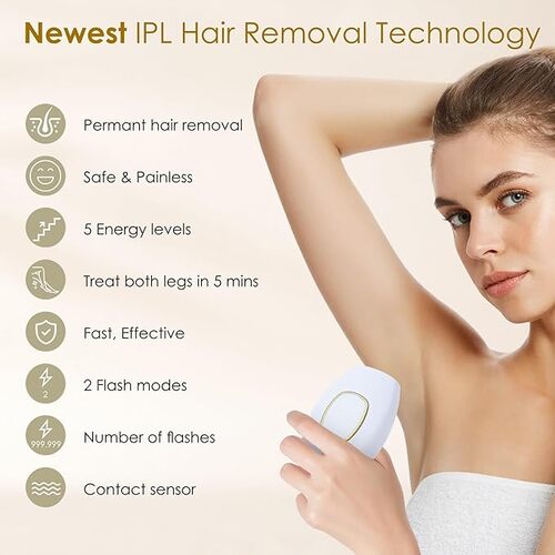 Laser Permanent Hair Removal Painless IPL Hair Remover Device with 5 Energy Levels